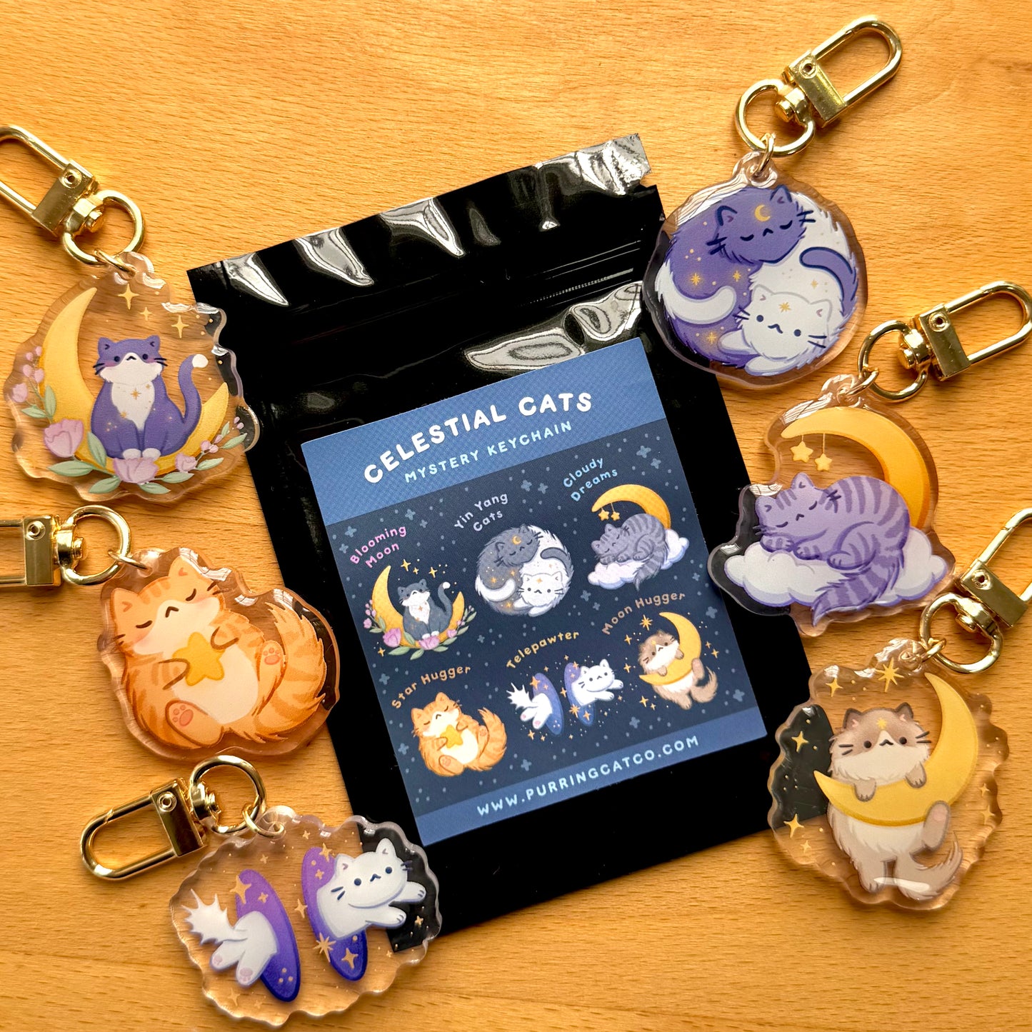 Celestial Cats Acrylic Keychains