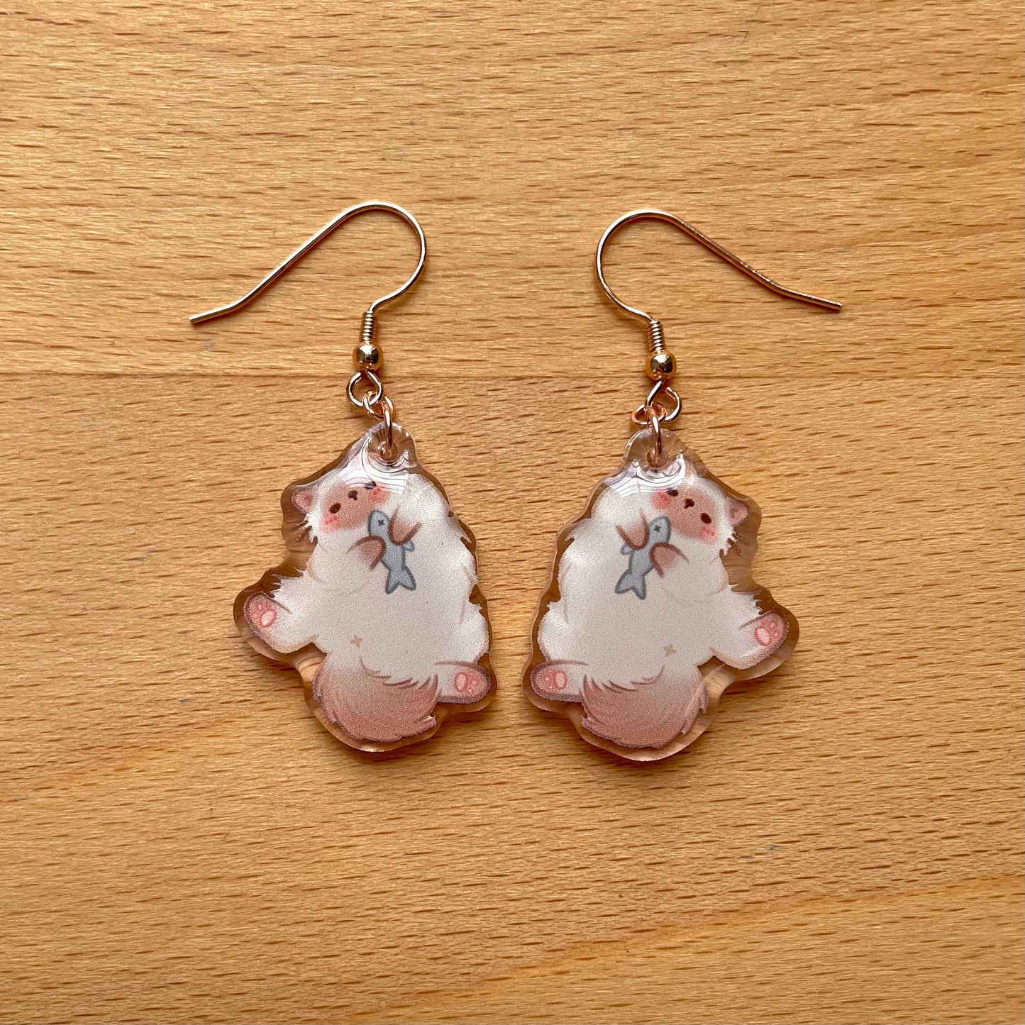 Siamese with Fish Acrylic Earrings