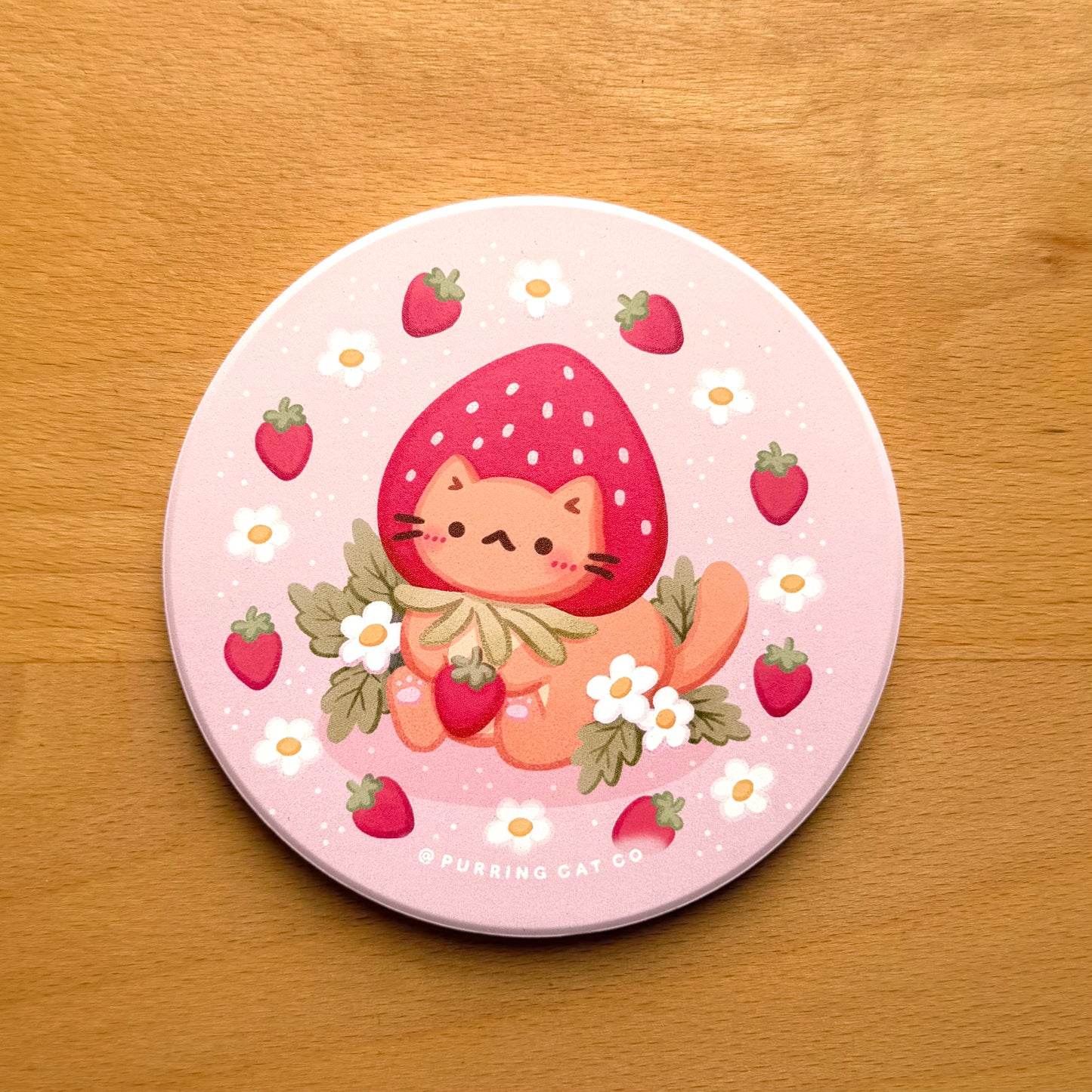 Strawpurry Cat Coaster
