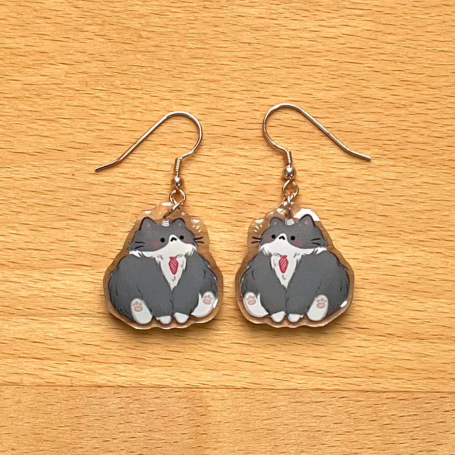 Adulting Cat (Dark grey) Acrylic Earrings