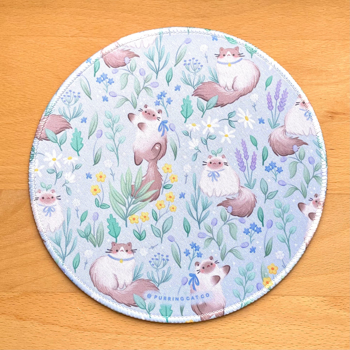 Round Desk Mats - Secret Garden (Light blue)