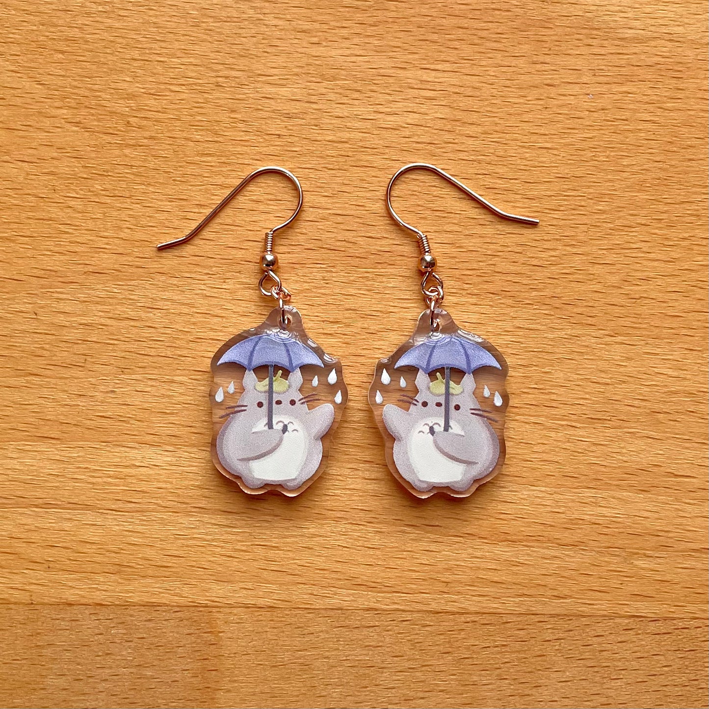 TotoroCat Acrylic Earrings (Umbrella)