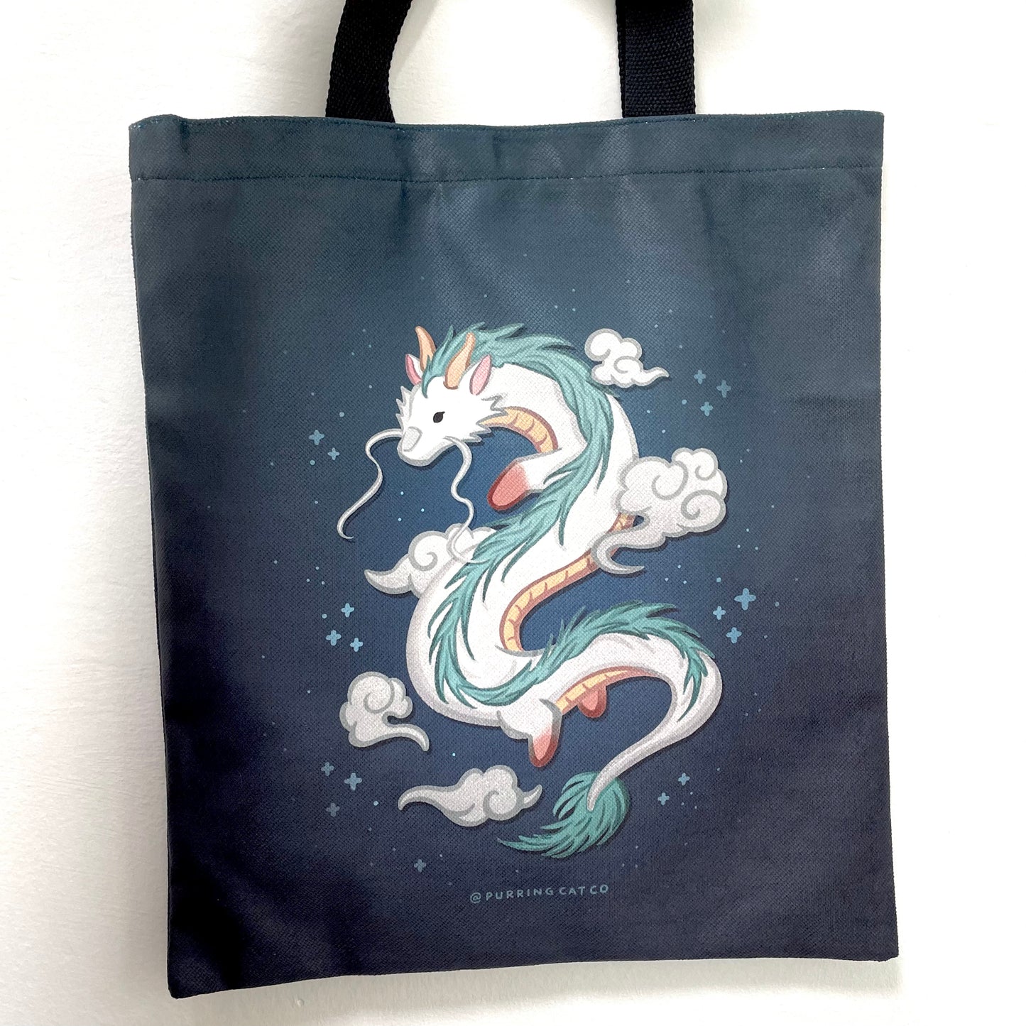 Whiskered Away Tote Bag (Haku in Clouds)