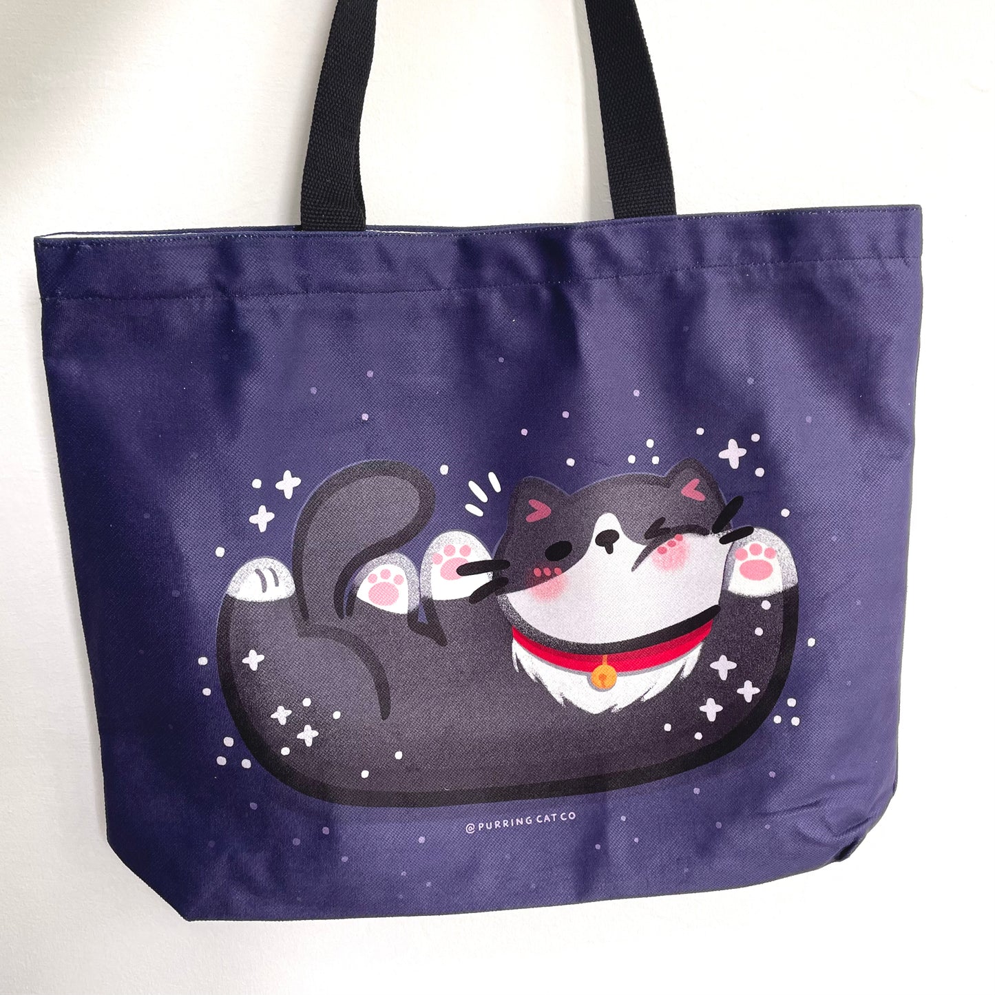 Winking Cat XL Tote Bag (Indigo)