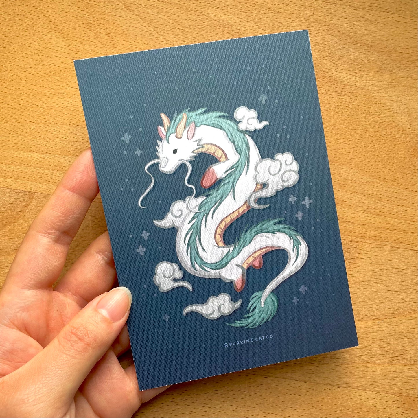 Haku in Clouds Art Print (Teal Twilight)