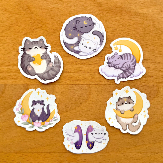 Celestial Cats Themed Stickers