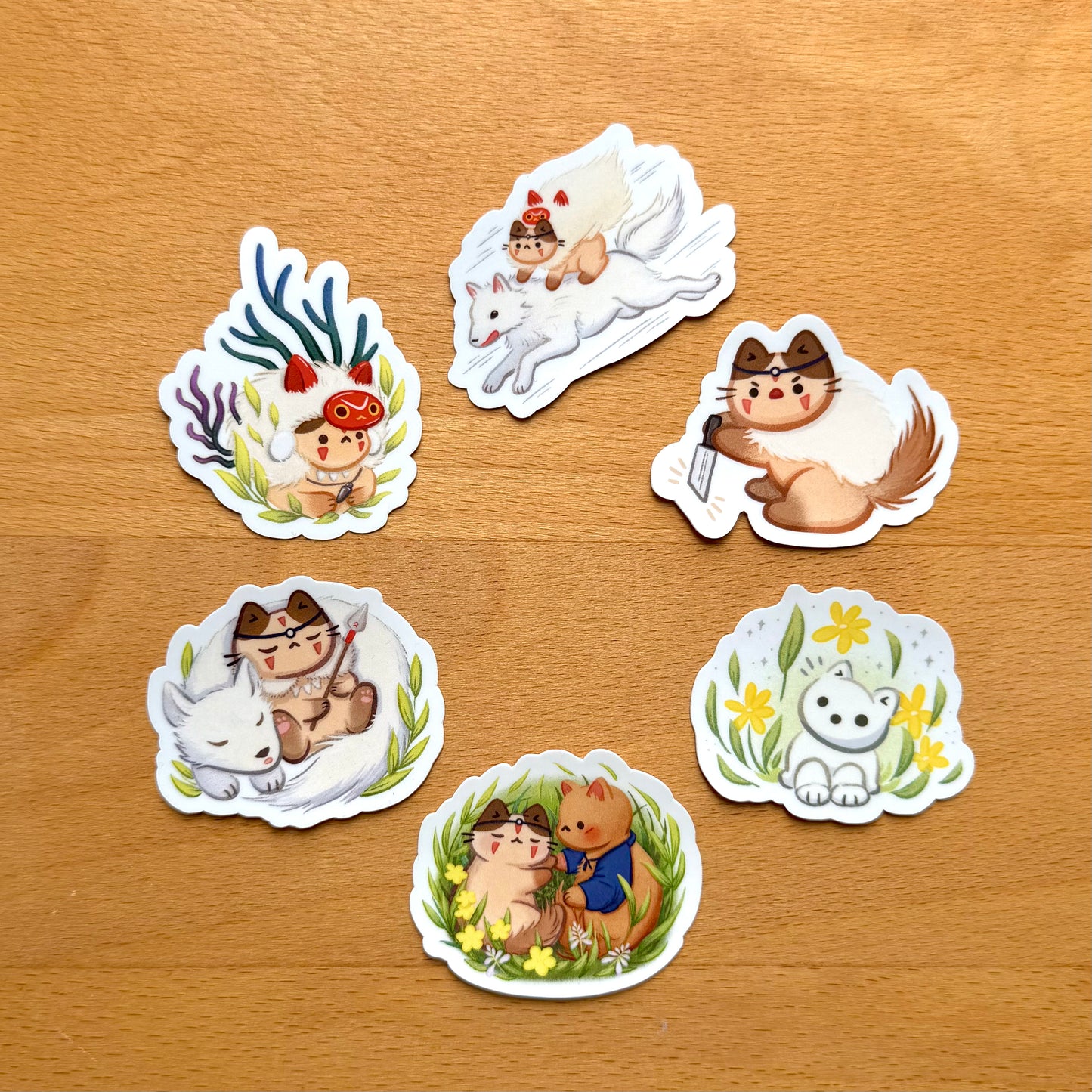 Princess Meownonoke Themed Stickers