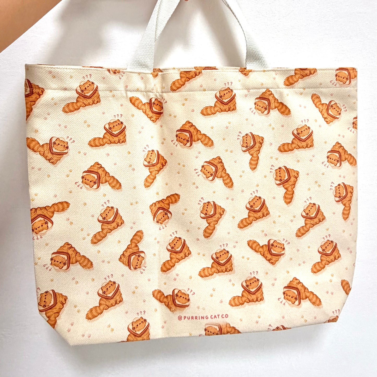 Ginger Bread Cat Print Tote Bag (Horizontal)