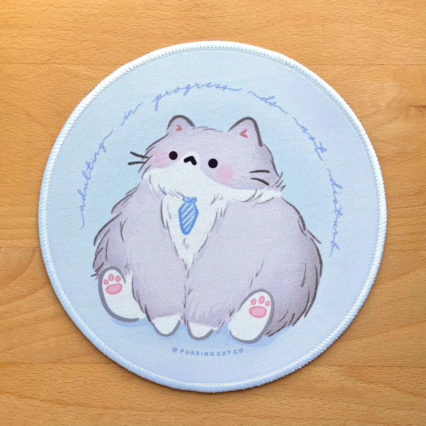 Round Desk Mats - Adulting Cat (Light Blue)