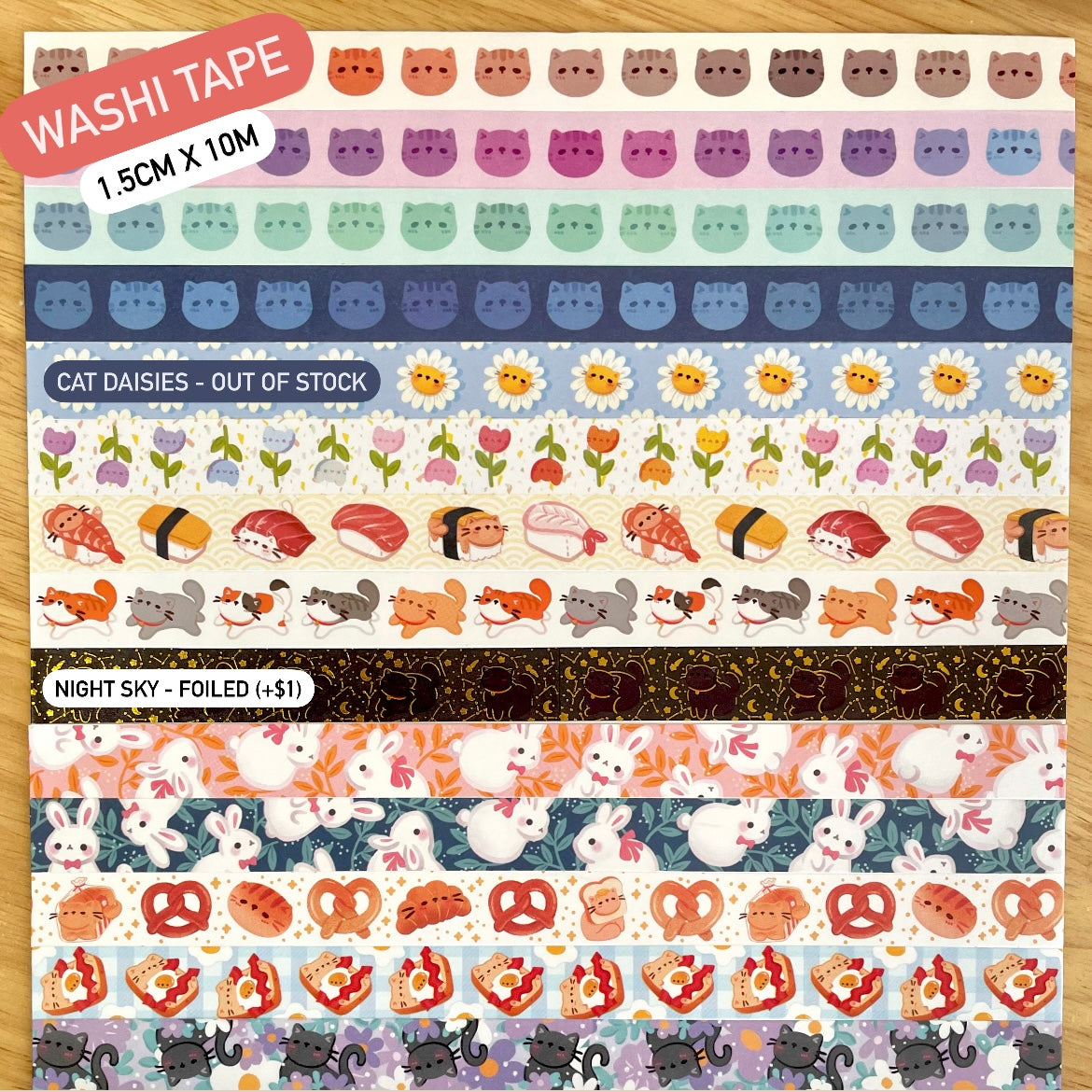 Cute Cat Face Washi Tapes