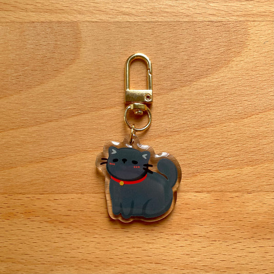 Black Sitting Cat Mini Keychain