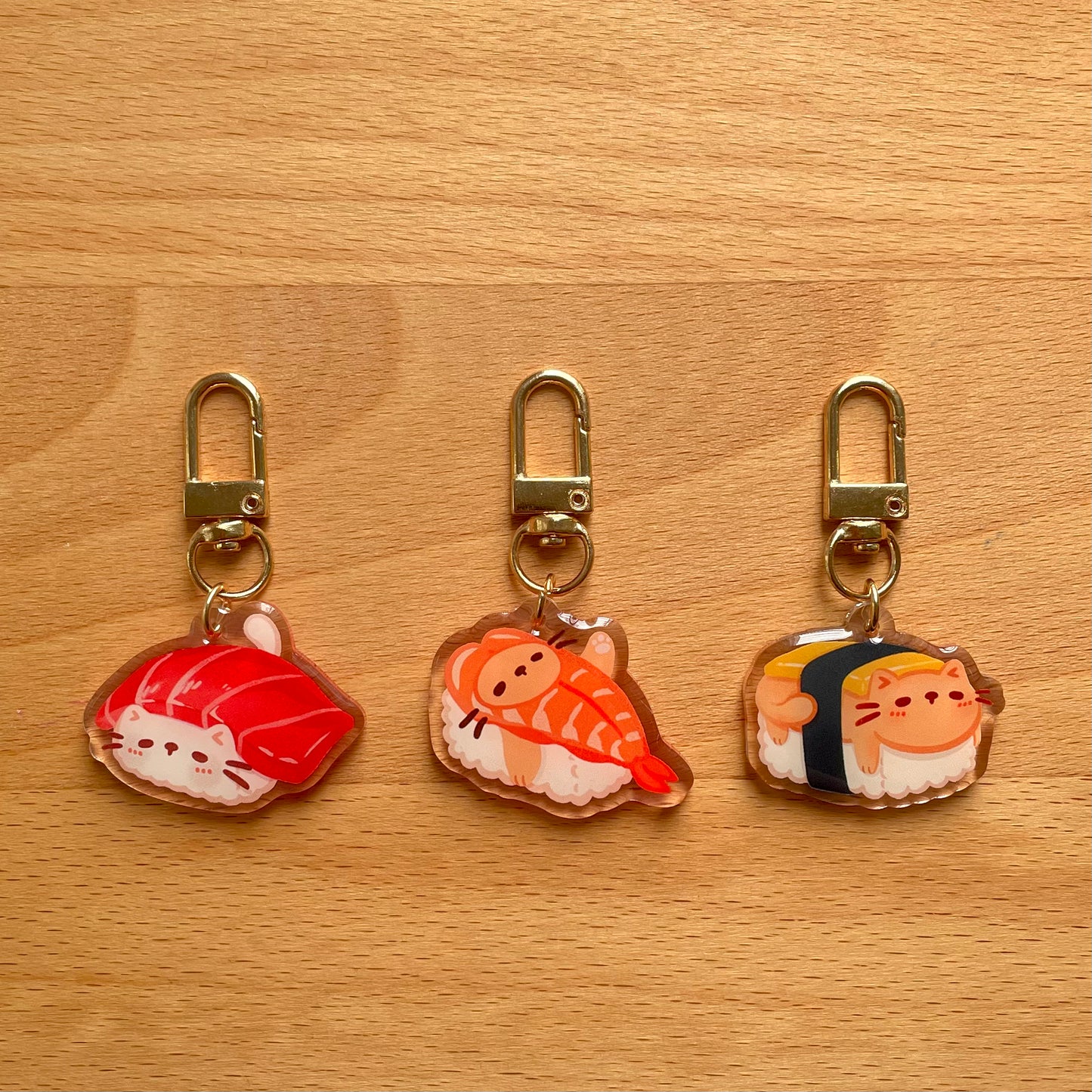 Cat Sushi Acrylic Keychains