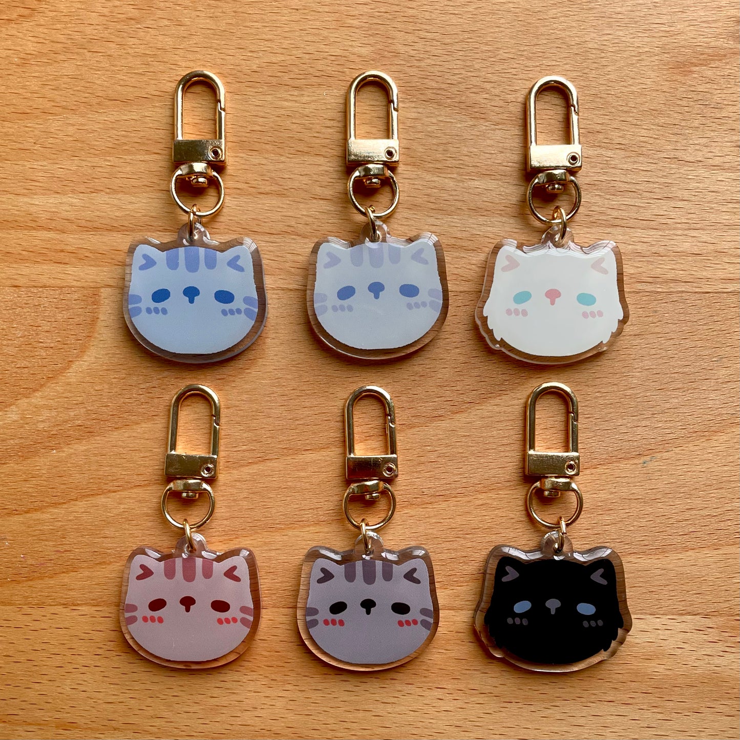 Cute Cat Face Mini Keychains