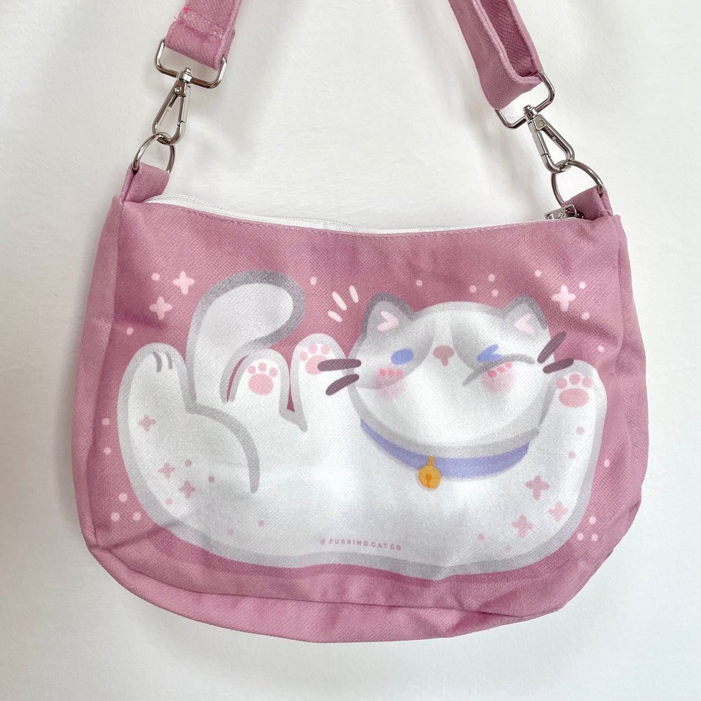 Winking Cat Zipped Sling Bag (Rose)