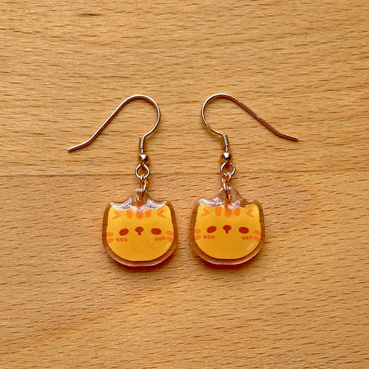 Cute Cat Face Acrylic Earrings - Ginger