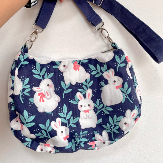 Bunny Print Zipped Sling Bag