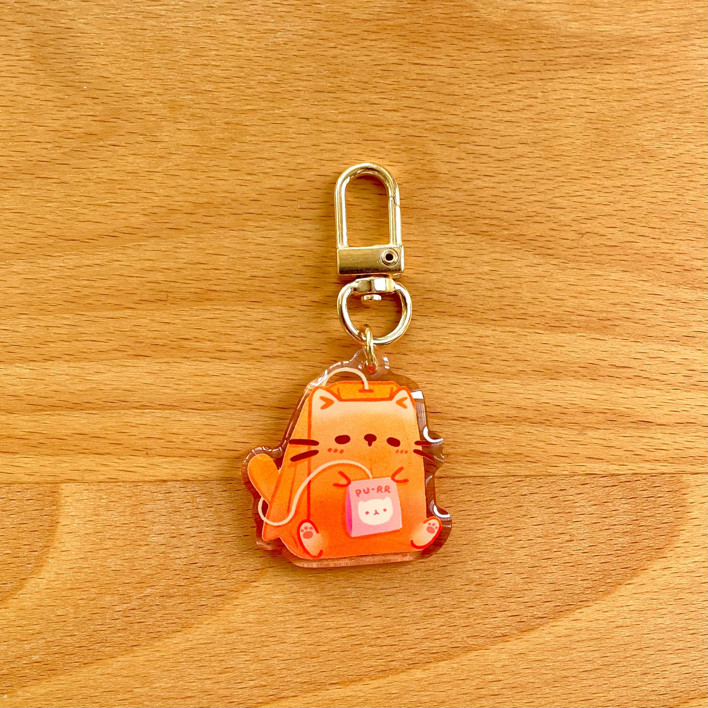 Purr Cat Tea Bag Acrylic Keychain