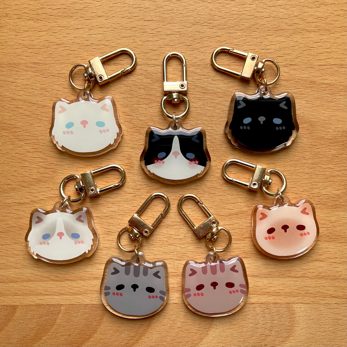 Cute Cat Face Mini Keychains (Cat Breeds)