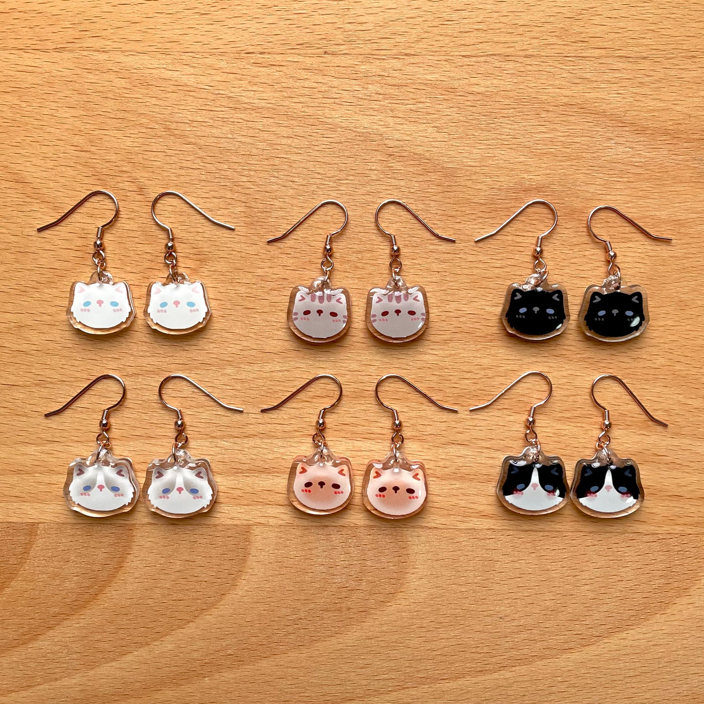 Cute Cat Face Acrylic Earrings