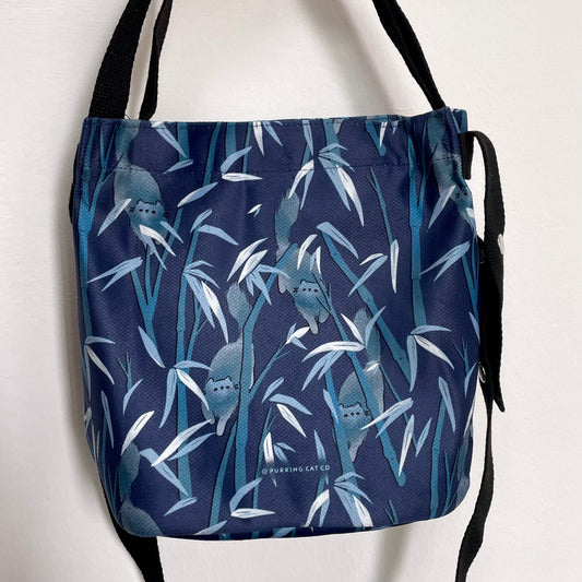 Cat in Bamboo Grove Sling Bag (Navy)