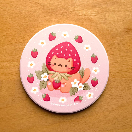 Strawpurry Cat Coaster
