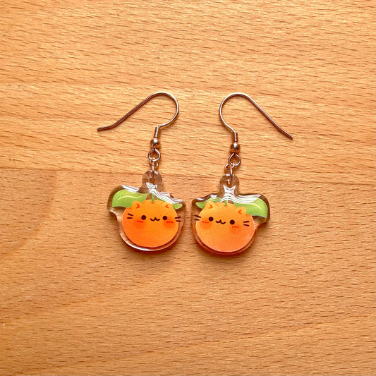 Meowdarin orange earrings