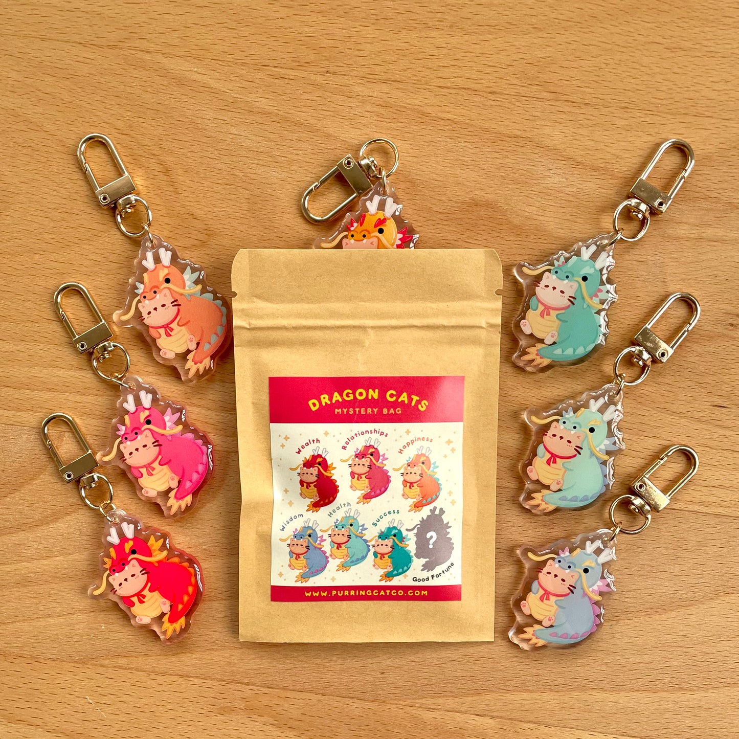 Dragon-Cat Acrylic Keychains (Lunar New Year 2024 - Limited Edition)