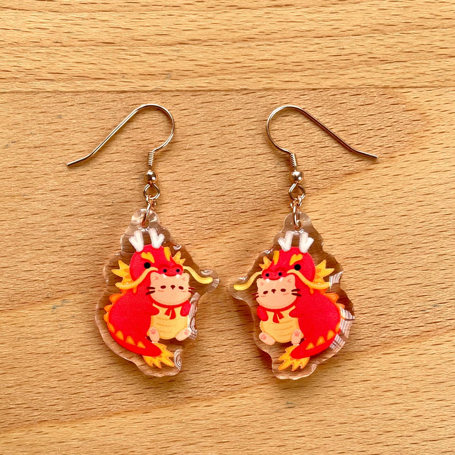 Dragon-Cat Acrylic Earrings