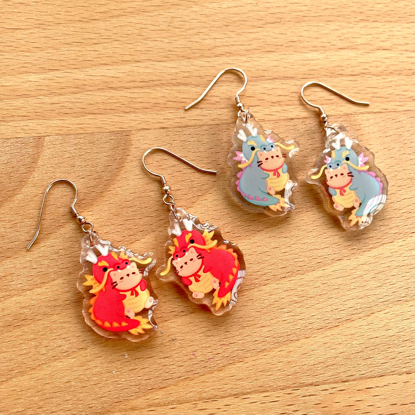 Dragon-Cat Acrylic Earrings