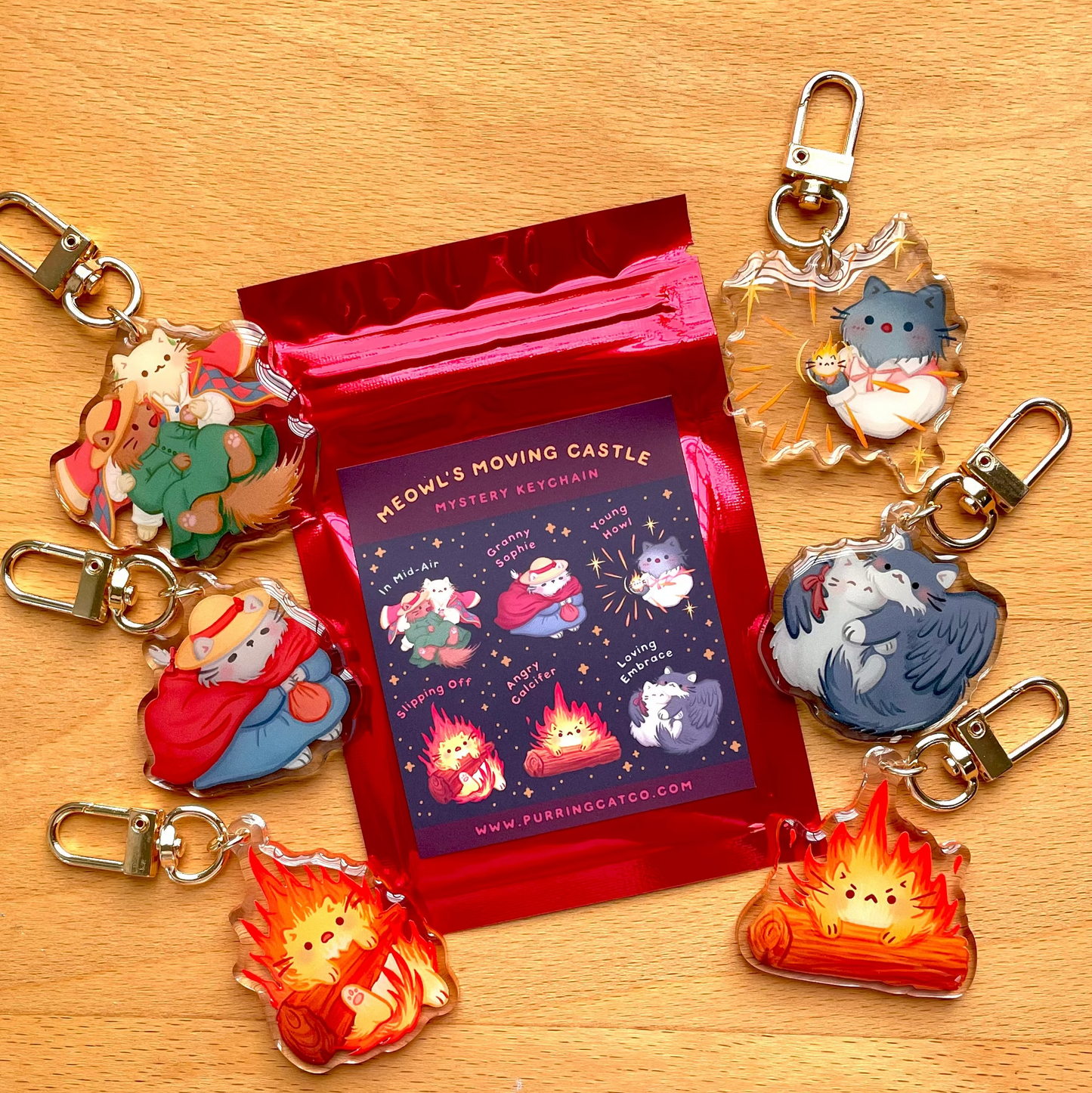 Meowl's Moving Castle Acrylic Keychains