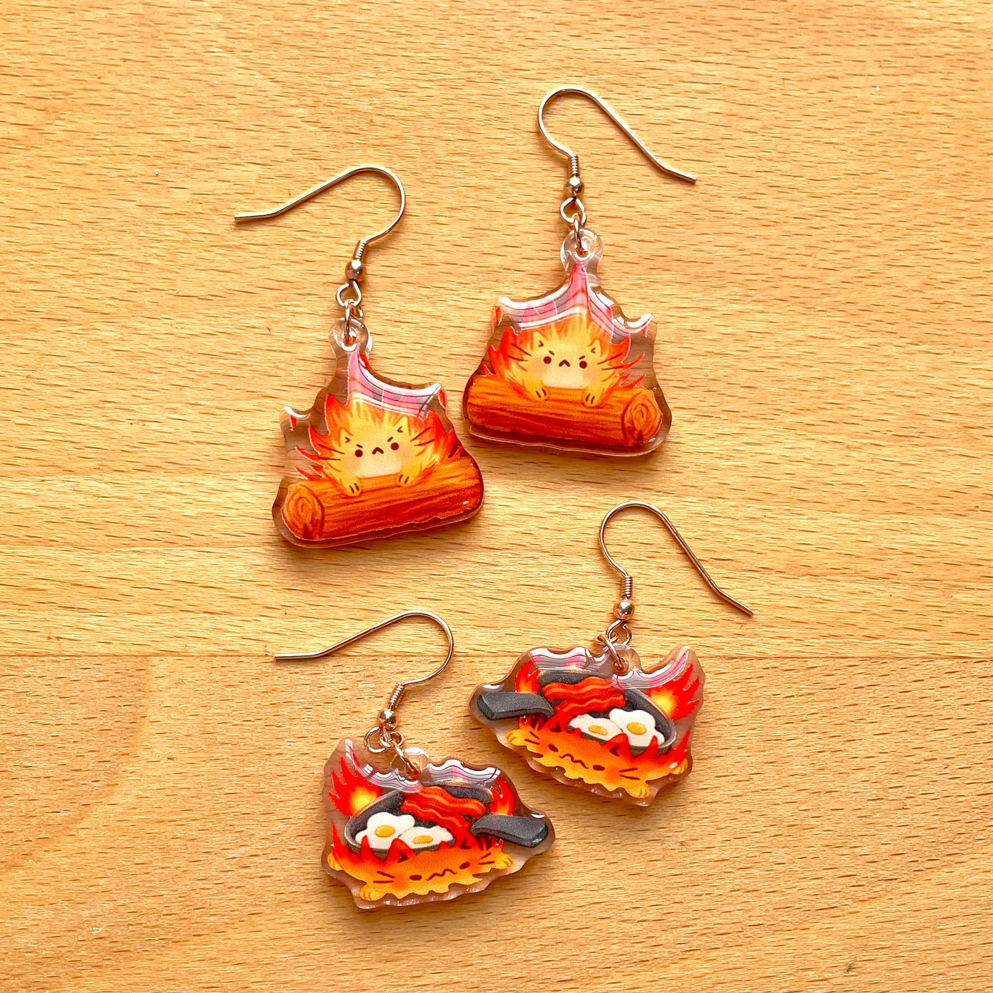 Calcifer-Cat Acrylic Earrings