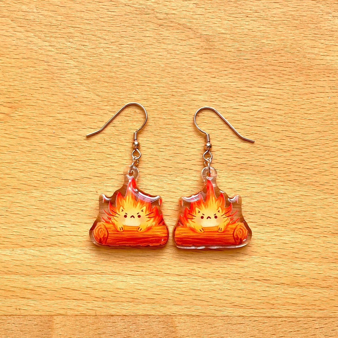 Calcifer-Cat Acrylic Earrings
