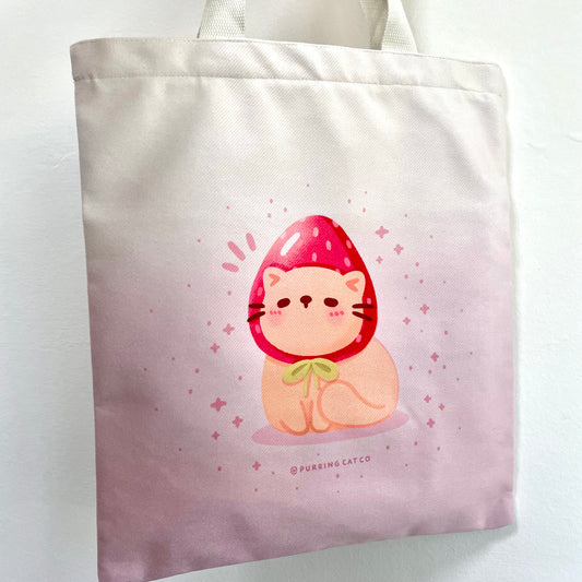 Strawberry Cat Tote Bag