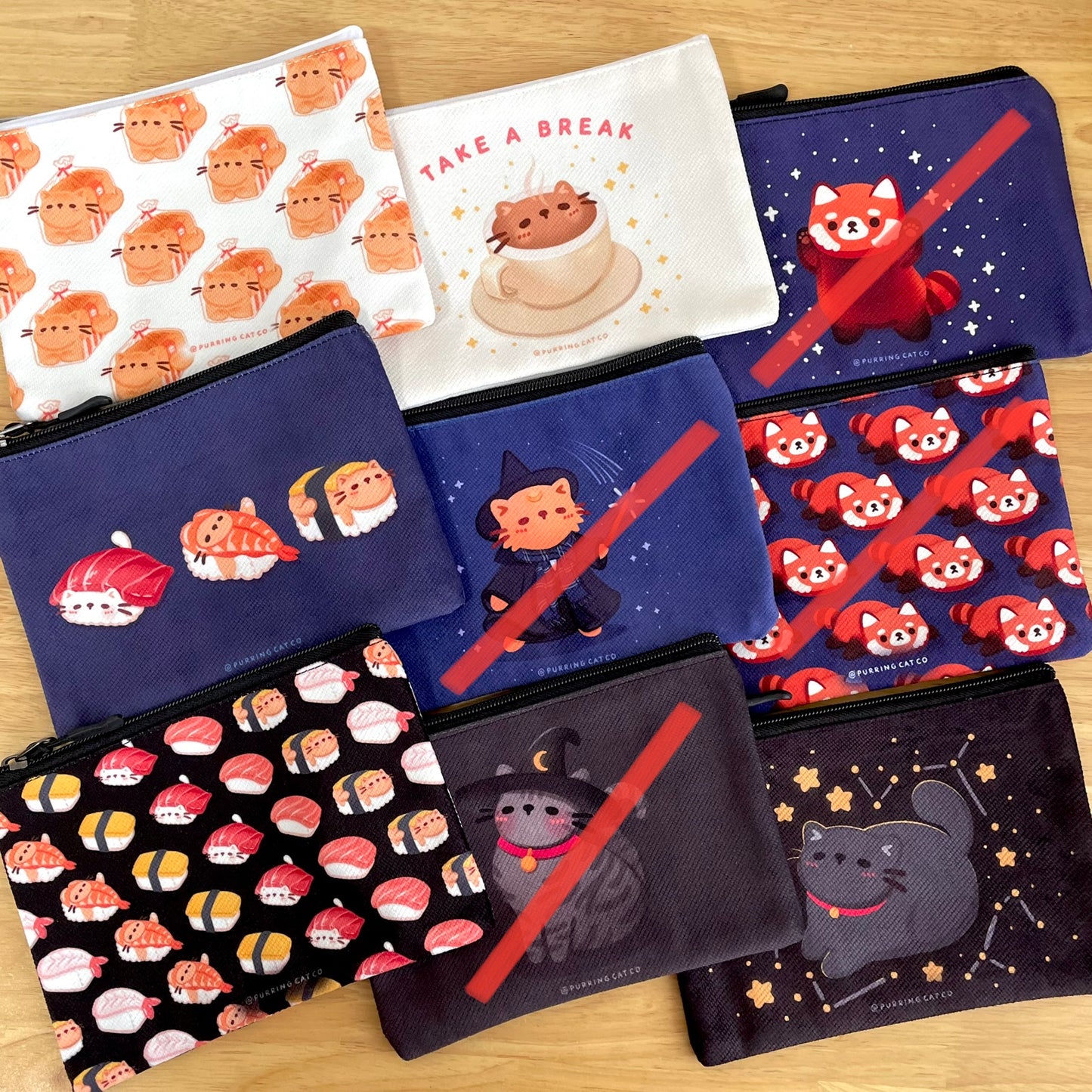 Flat Pouches (Cats & Red Pandas)