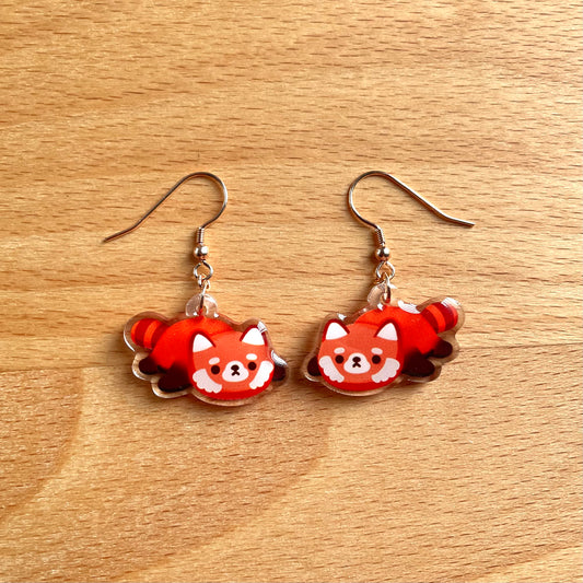 Sleepy Red Panda Acrylic Earrings