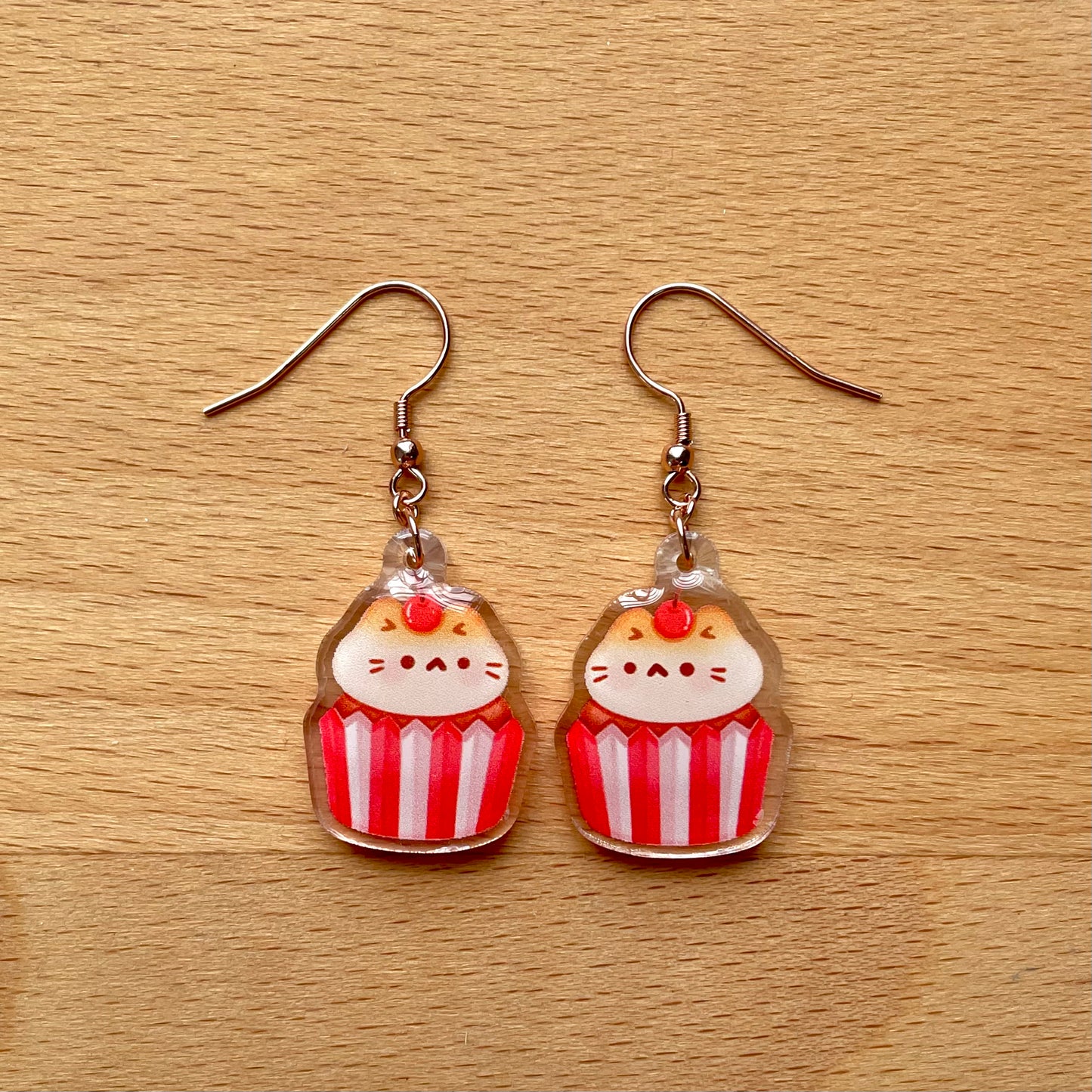 Cat Cupcake Acrylic Earrings