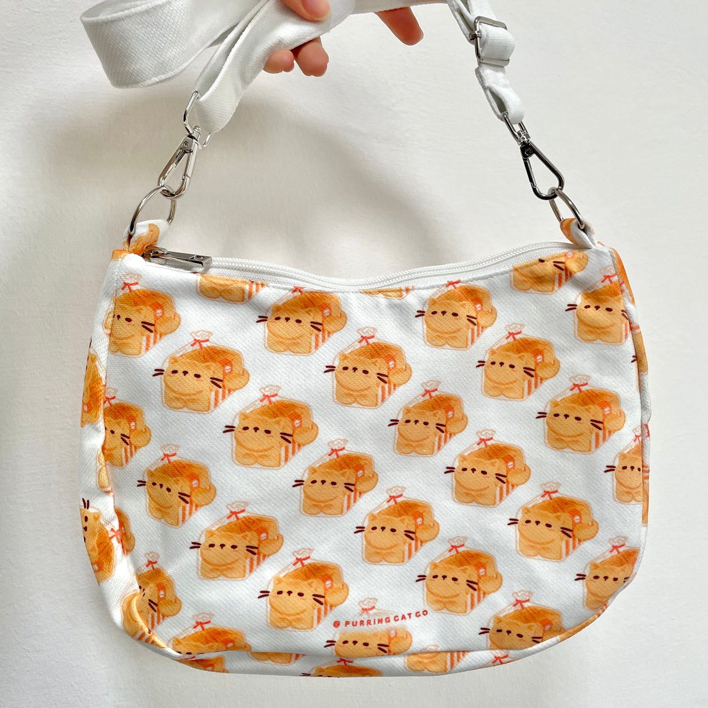 Cat Loaf Print Zipped Sling Bag