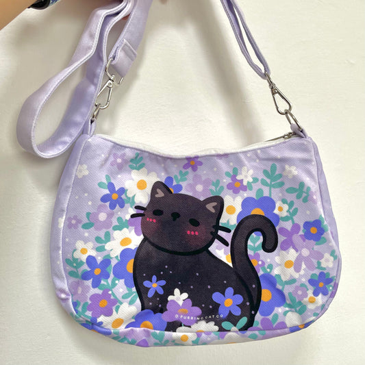 Cat in Flowers Zipped Sling Bag
