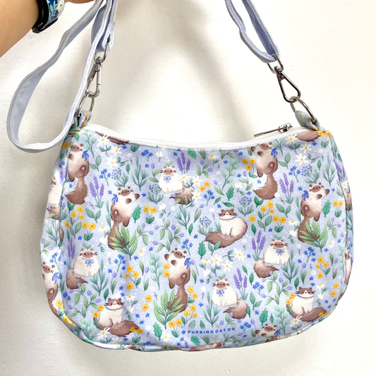 Secret Garden Zipped Sling Bag (Light Blue)