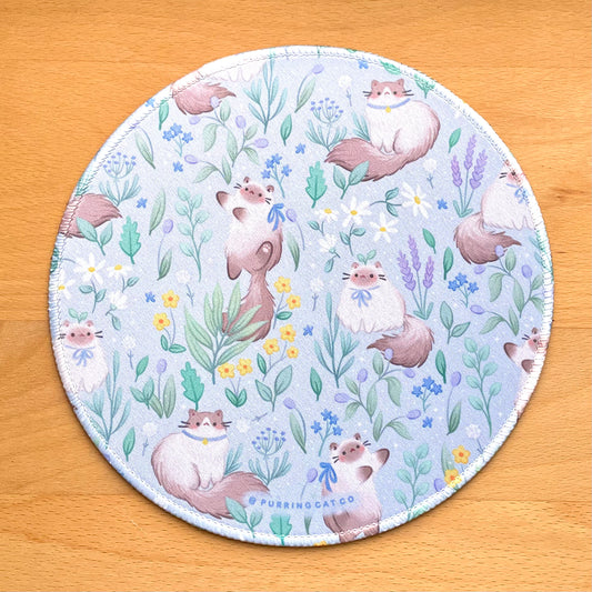 Round Desk Mats - Secret Garden (Light blue)
