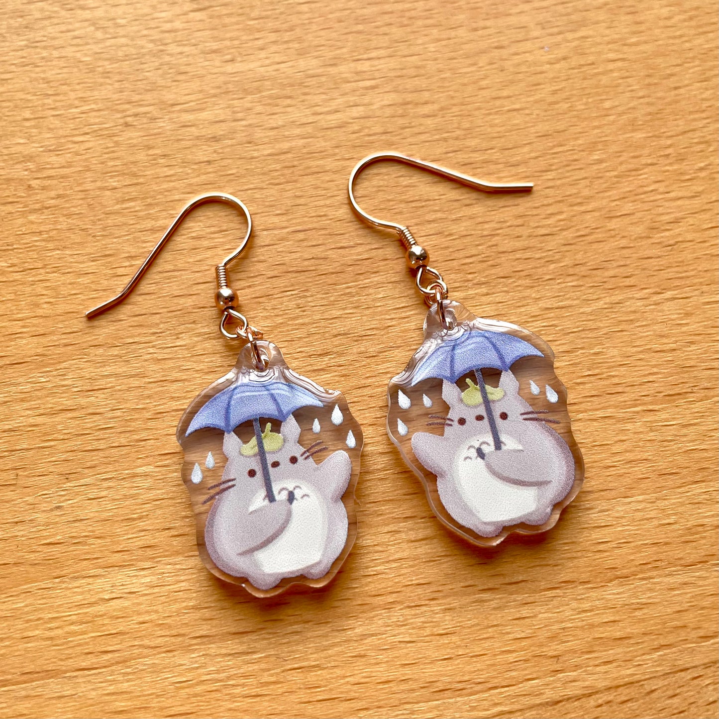 TotoroCat Acrylic Earrings (Umbrella)