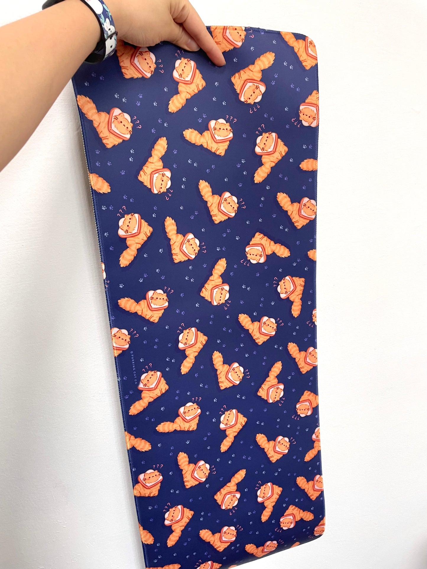 Ginger Bread Cat Desk Mat (30x80cm) - Navy