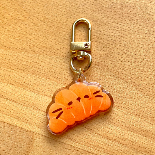 Croissant Cat Acrylic Keychain