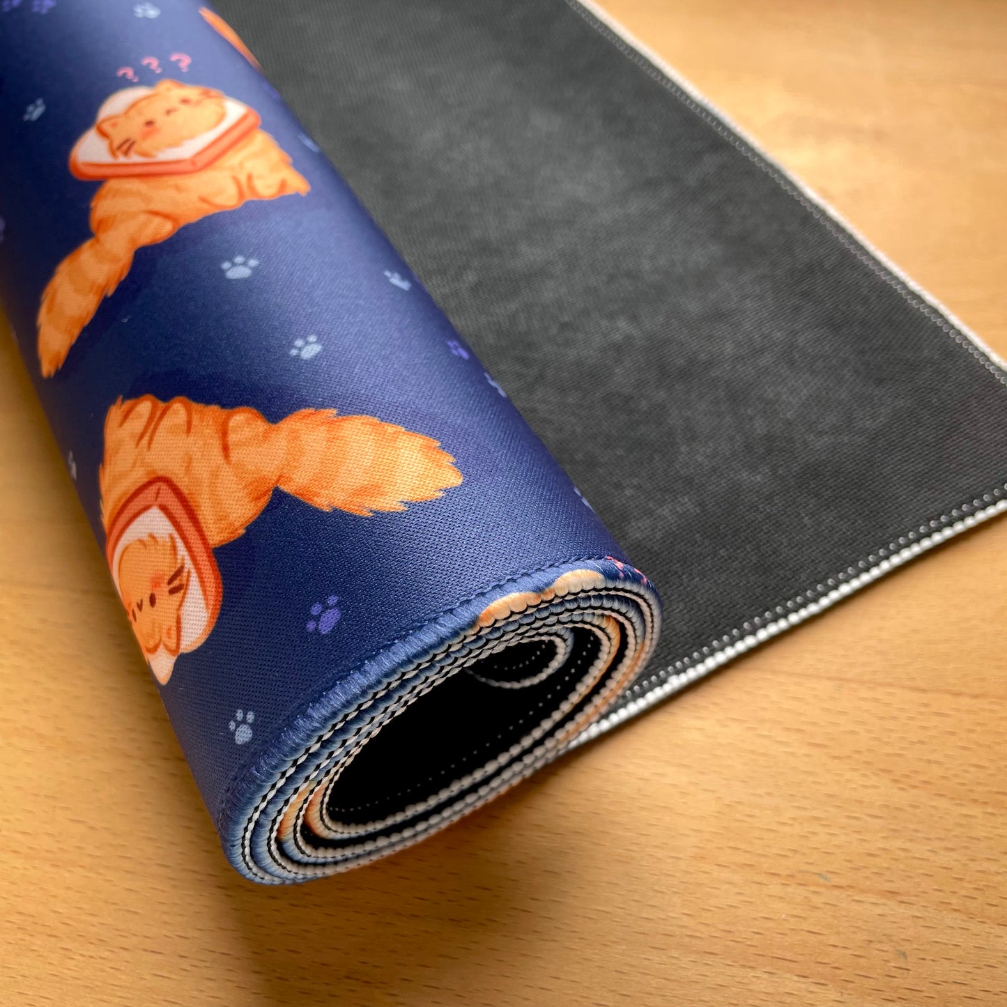 Ginger Bread Cat Desk Mat (30x80cm) - Navy