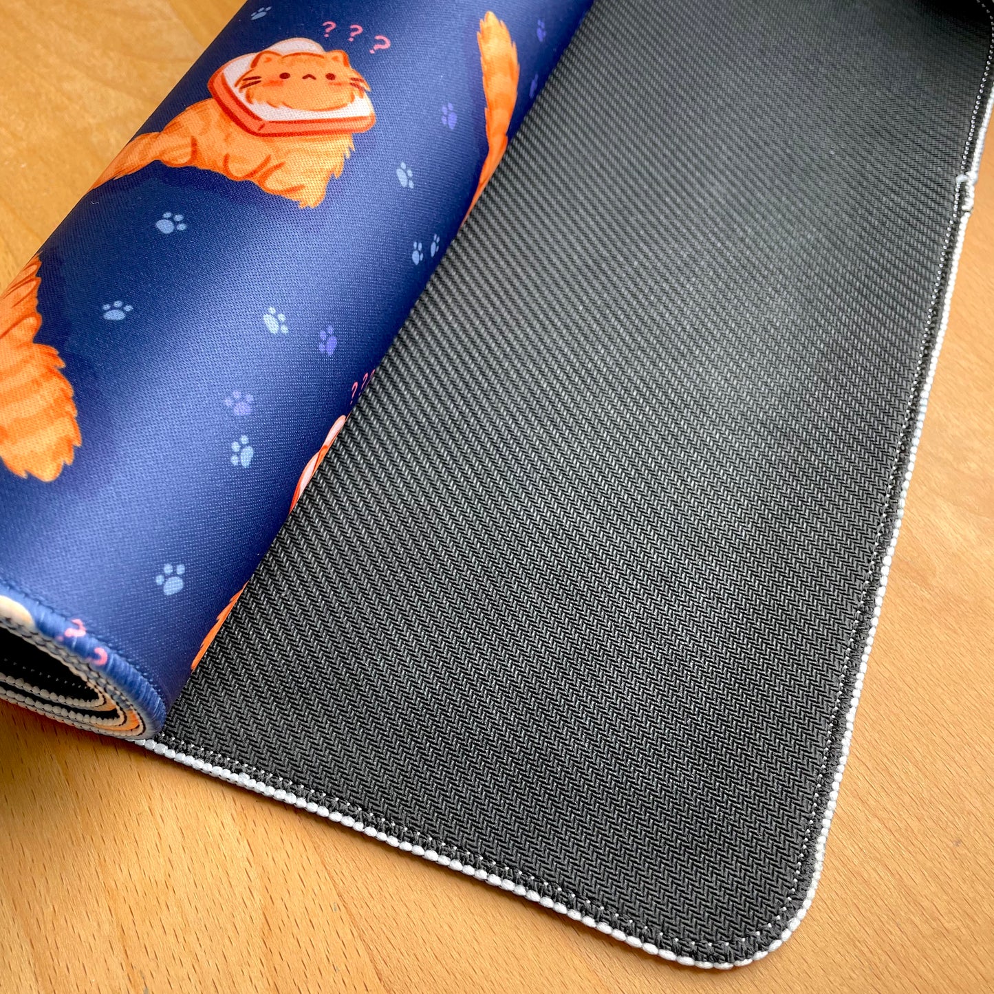 Ginger Bread Cat Desk Mat (30x80cm) - Navy