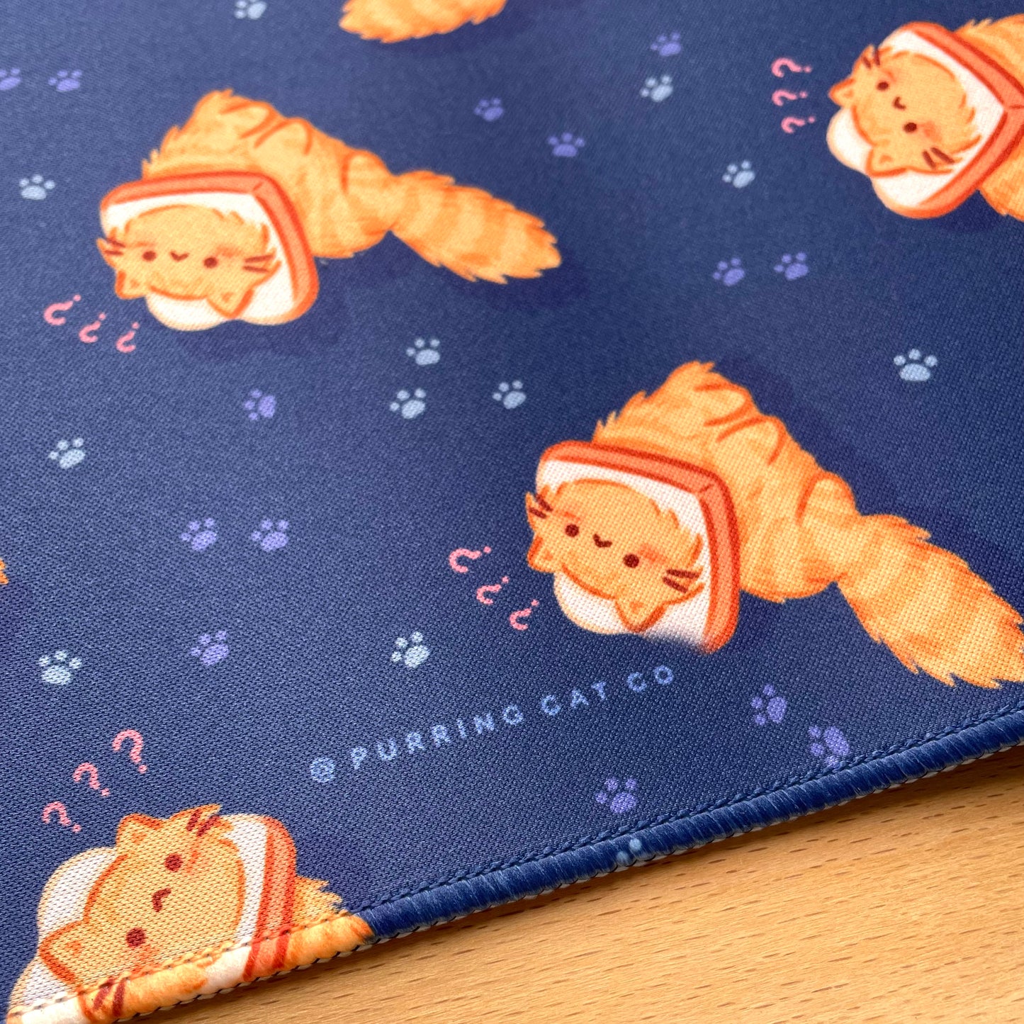 Ginger Bread Cat Desk Mat (30x80cm) - Navy