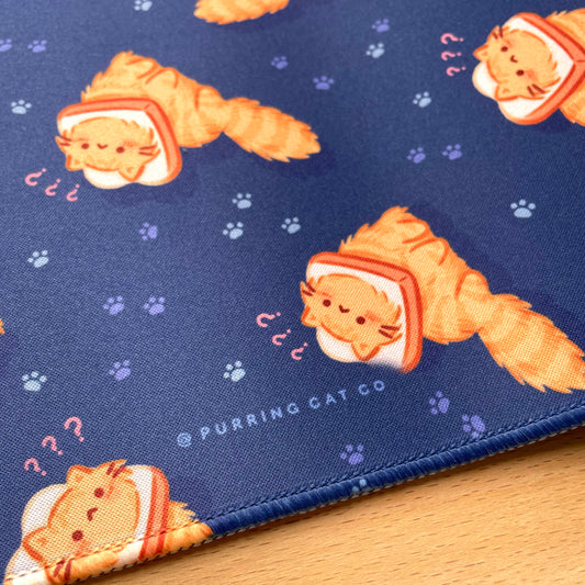 Ginger Bread Cat Desk Mat (30x80cm) - Navy