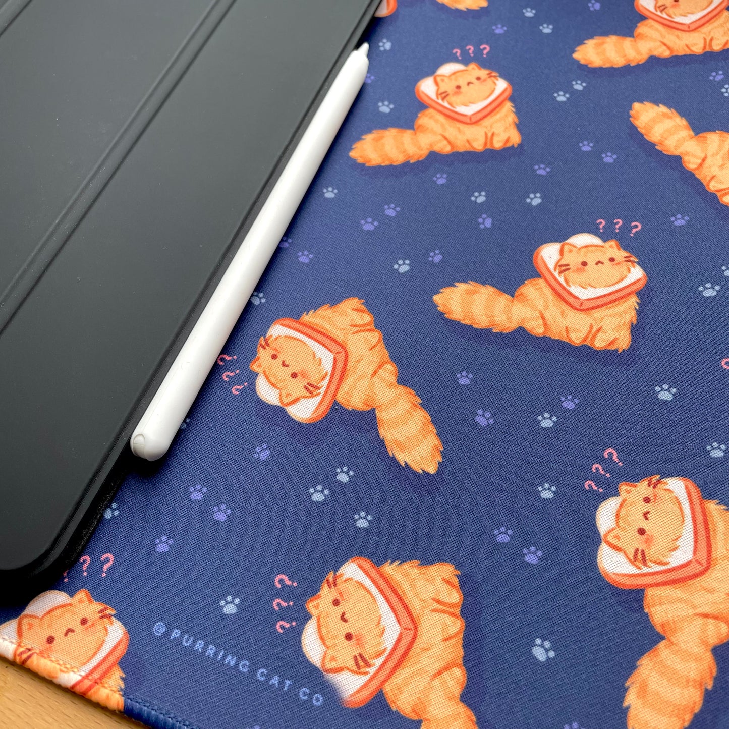 Ginger Bread Cat Desk Mat (30x80cm) - Navy