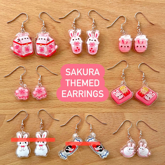 Sakura Themed Acrylic Earrings