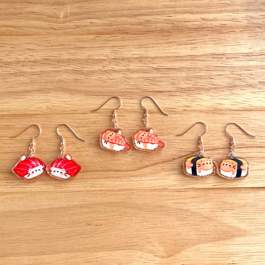 Nigiri Sushi Cat Acrylic Earrings